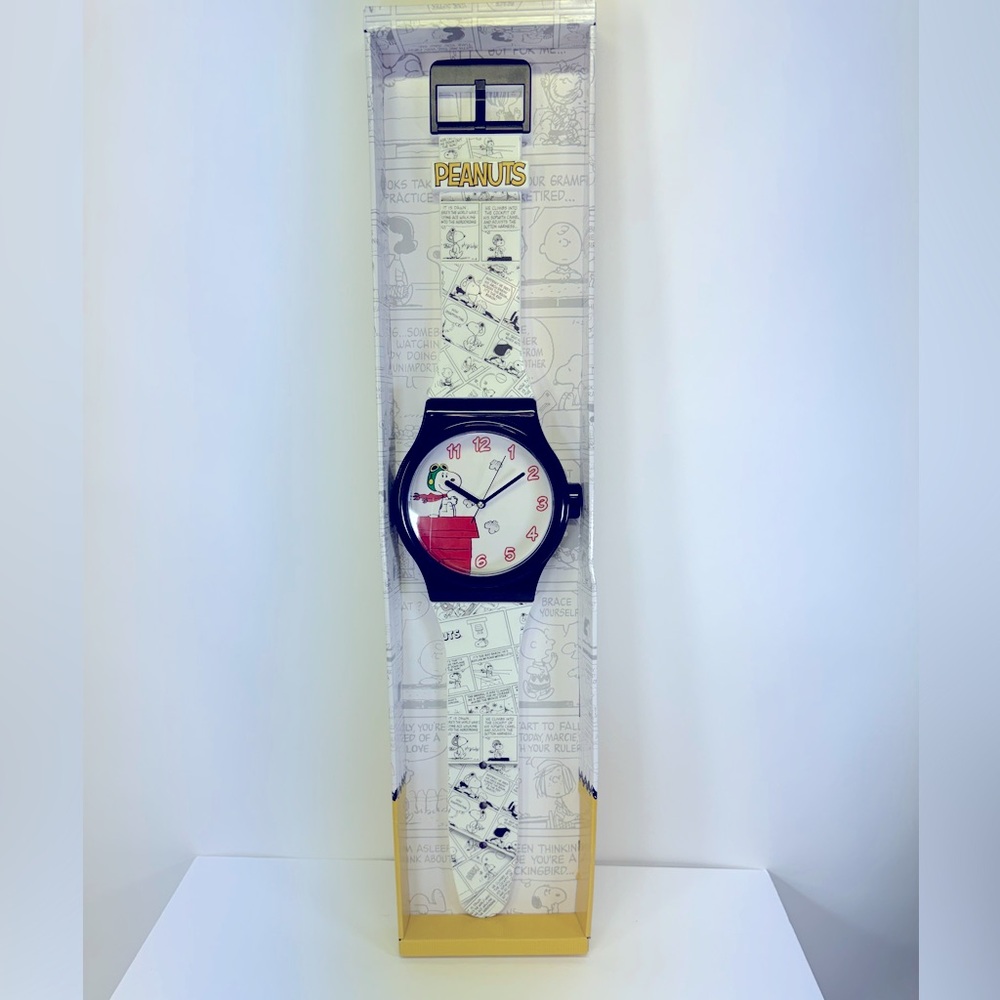 Peanuts Swatch Watch Style Wall Clock Black &White Comic Book watch band design